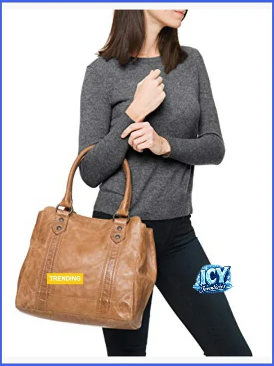 Leather Tote Bag with Shoulder Strap and Multiple Pockets - Picture 2 of 4